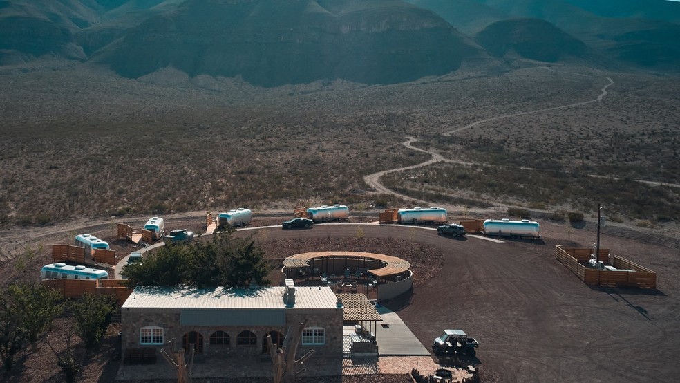 Vila dos Astronautas usada por turistas espaciais da Blue Origin — Foto: Divulgação/Blue Origin