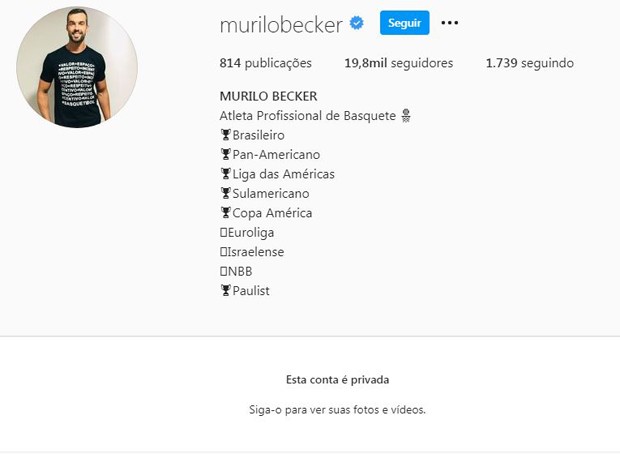 Murilo Becker fechou seu Instagram após a repercussão do caso (Foto: Reprodução / Instagram)