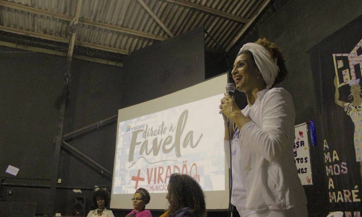 Marielle em um debate sobre moradias, no Museu da Maré, em junho de 2017.  — Foto: Divulgação/PSOL