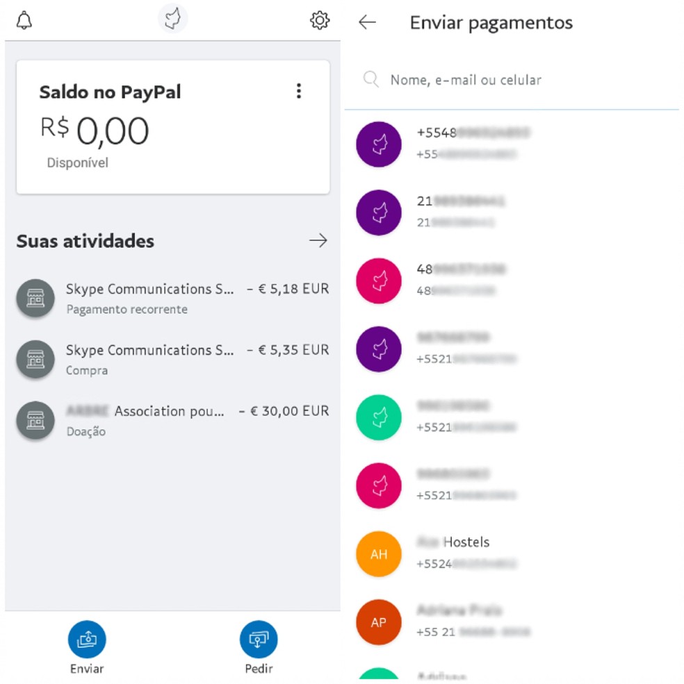 PayPal não identifica boletos, mas permite realizar pagamentos recorrentes e para contatos — Foto: Reprodução/Daniel Dutra