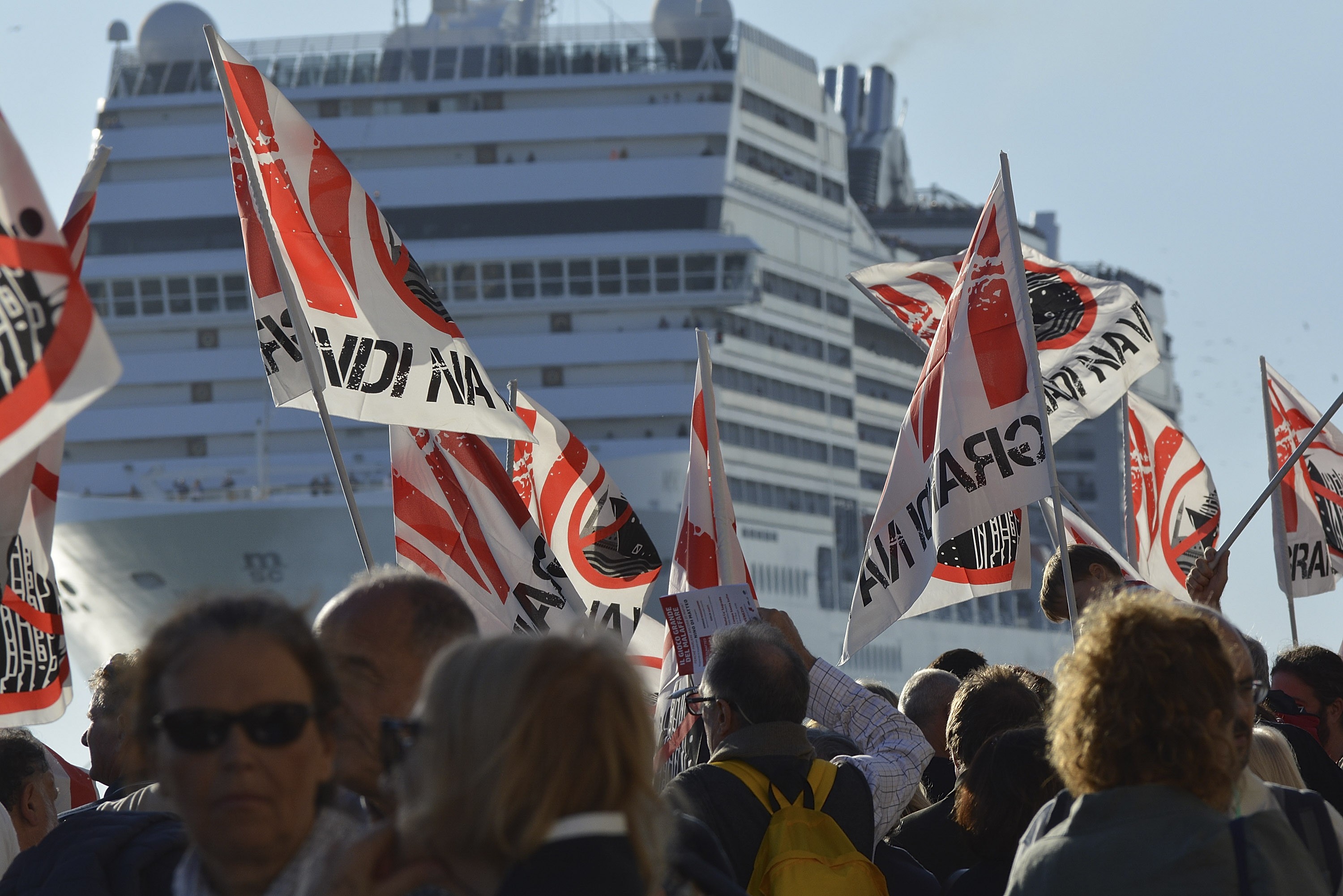 Protesto contra os cruzeiros em Veneza (Foto: Getty Images)