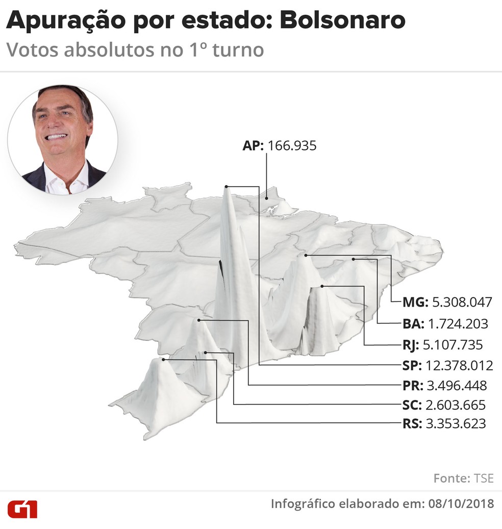 Apuração por estado: Bolsonaro — Foto: Igor Estrella/G1