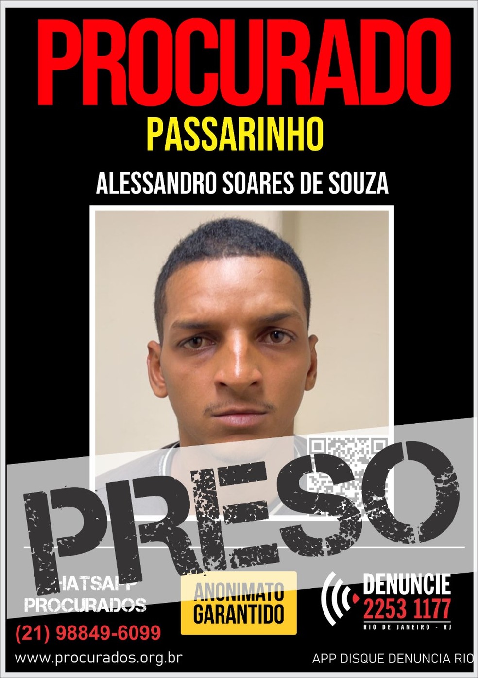 Traficante conhecido como Passarinho foi preso nesta segunda-feira (25), na Barreira do Vasco — Foto: Divulgação