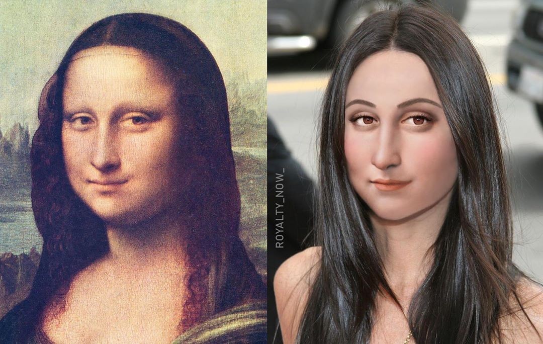 Mona Lisa, quadro de Leonado da Vinci, ganha cabelo e maquiagem modernos  (Foto: Reprodução/Instagram)