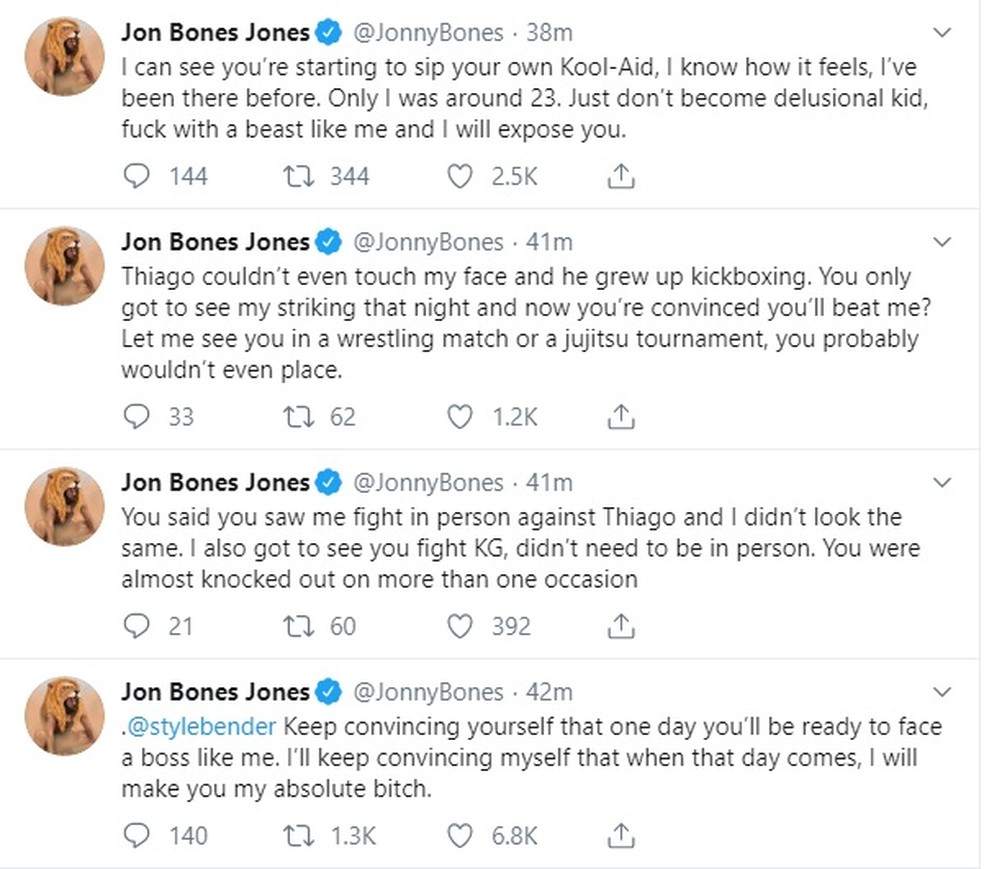 Jon Jones detona Israel Adesanya no Twitter — Foto: Reprodução/Twitter