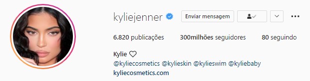 Kylie Jenner atinge 300 milhões de seguidores (Foto: Reprodução/Instagram)