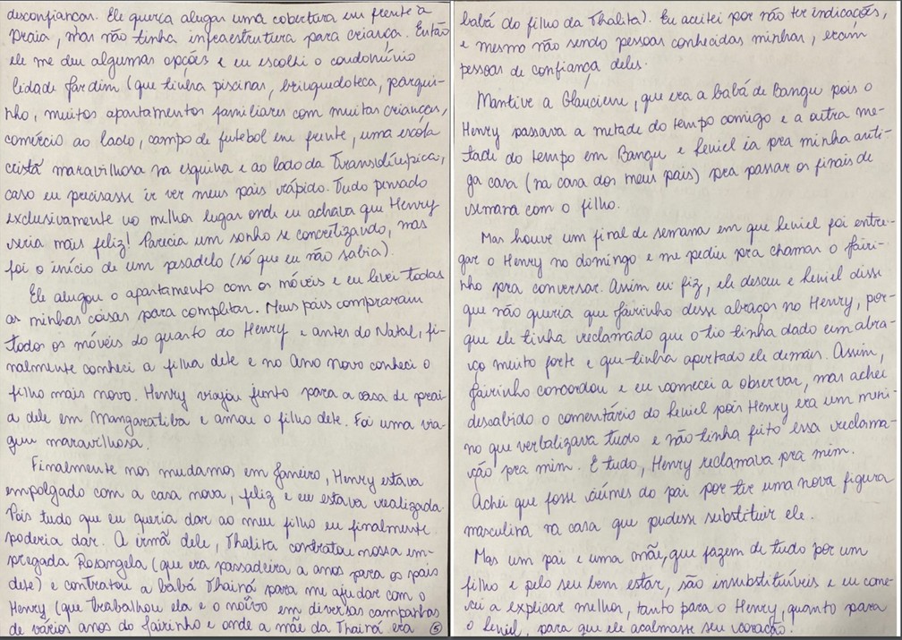 Caso Henry Borel: carta de Monique Medeiros (parte 5) — Foto: Reprodução