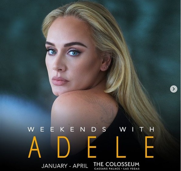 O cartaz da série de 24 shows da cantora Adele em Las Vegas (Foto: Instagram)