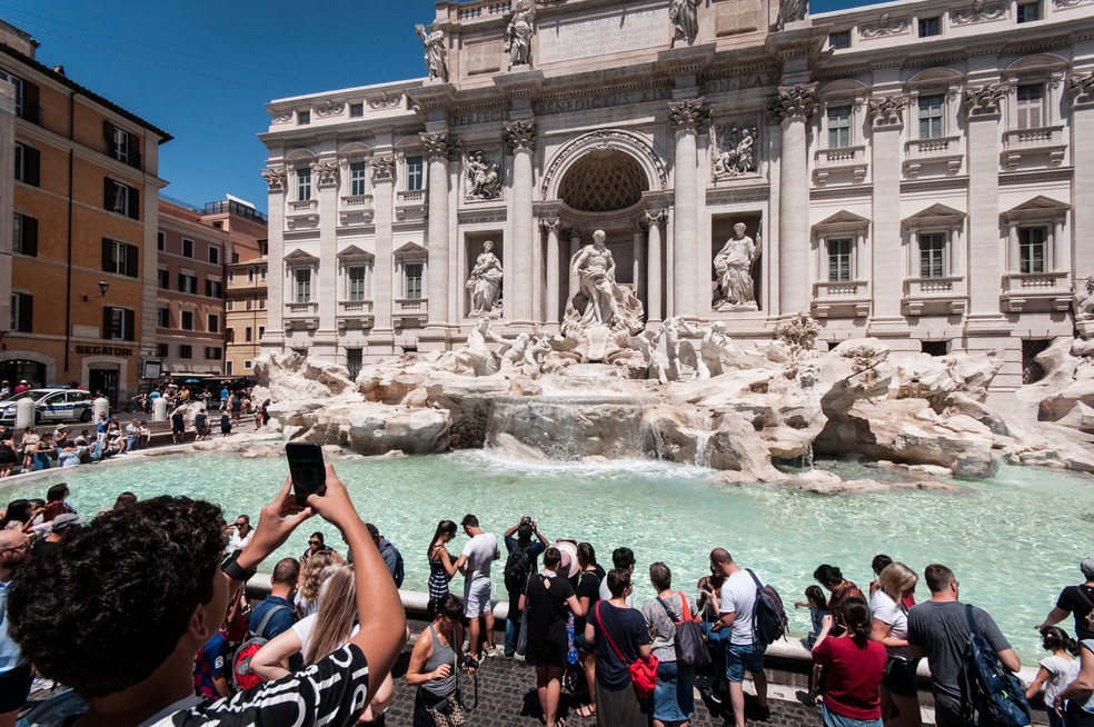Fontana di Trevi em dia de calor de julho de 2019 — Foto: Andrea Ronchini/NurPhoto/AFP/Arquivo
