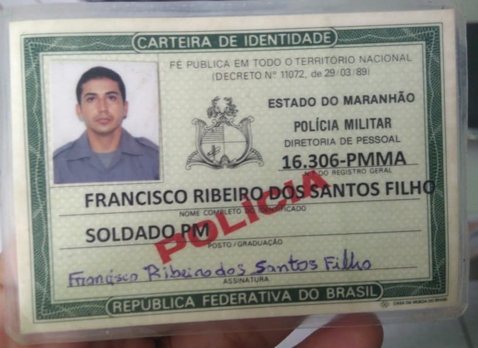 Policial militar do MaranhÃ£o Francisco Ribeiro dos Santos Filho â€” Foto: DivulgaÃ§Ã£o/PM