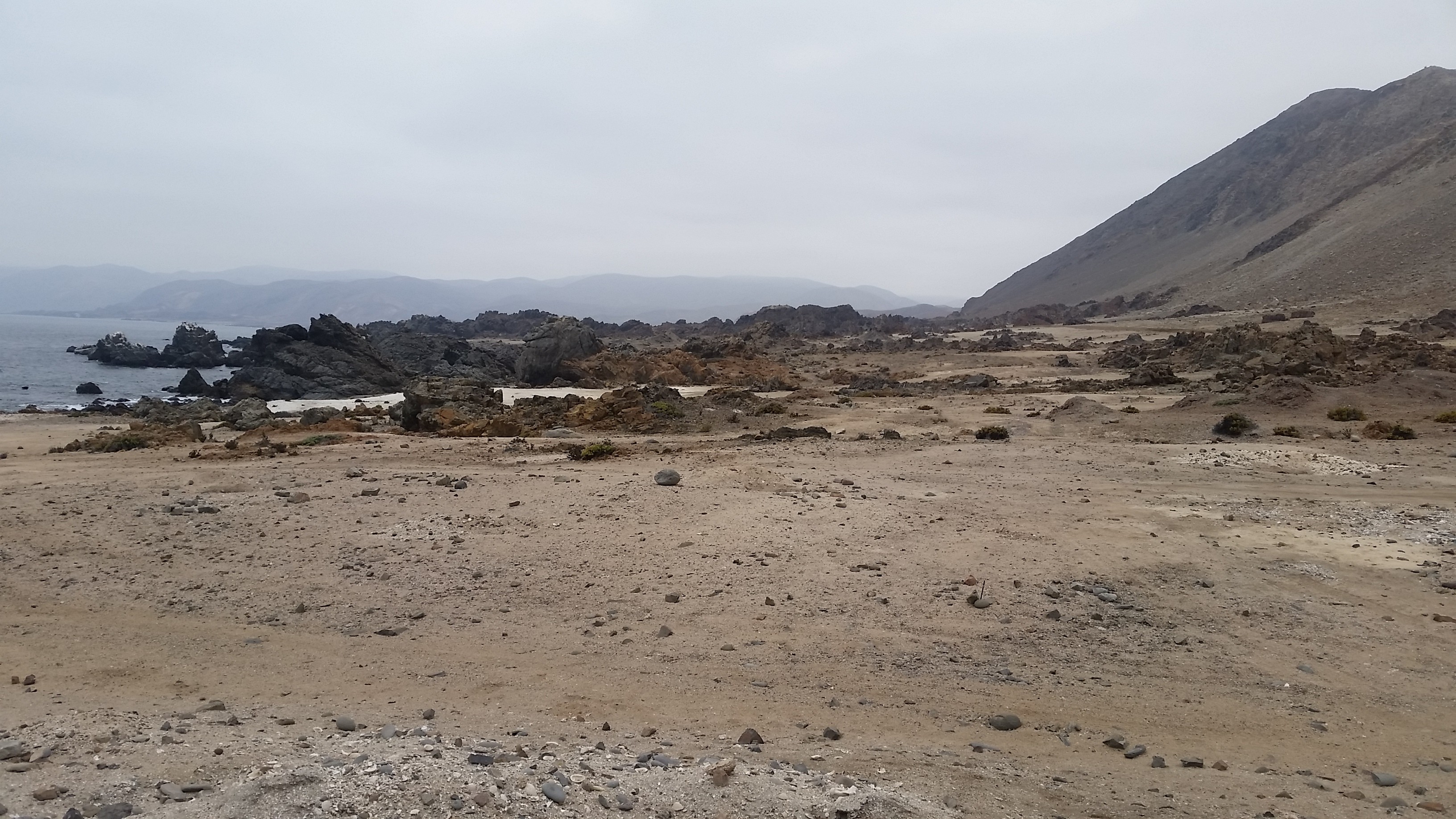 Costa rochosa escarpada com penhascos íngremes no Deserto do Atacama (Foto: Universidade de Southampton)