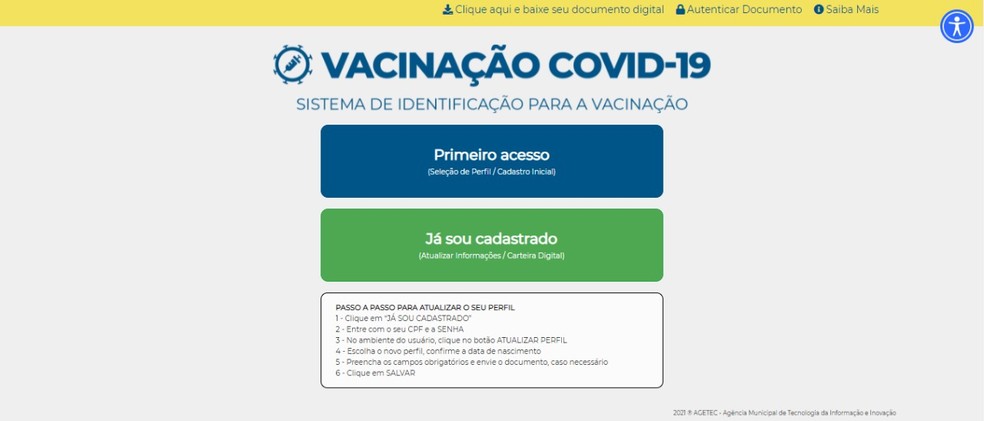 Cadastro deve ser realizado no site Vacina Campo Grande — Foto: Reprodução/VacinaCampoGrande