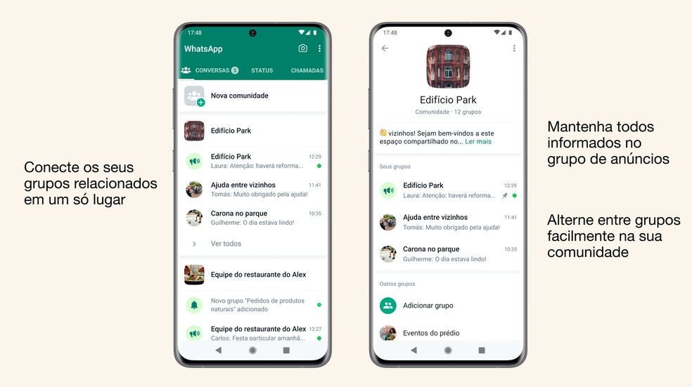 Novos recursos do WhatsApp Comunidades — Foto: WhatsApp 