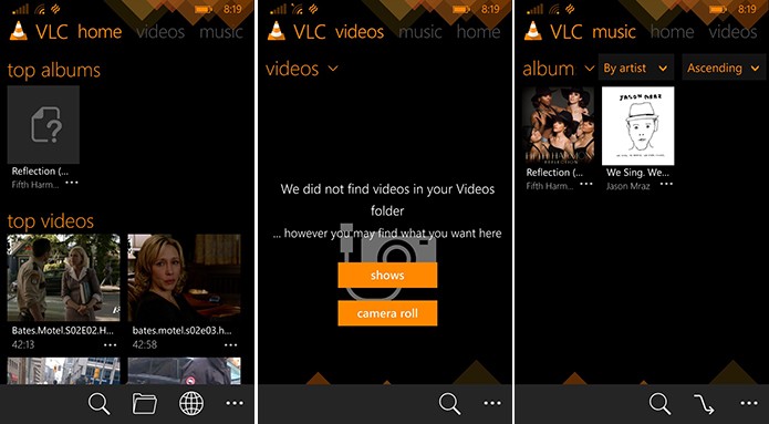 VLC chegou ao Windows Phone trazendo longo suporte a músicas e vídeos (Foto: Reprodução/Elson de Souza)