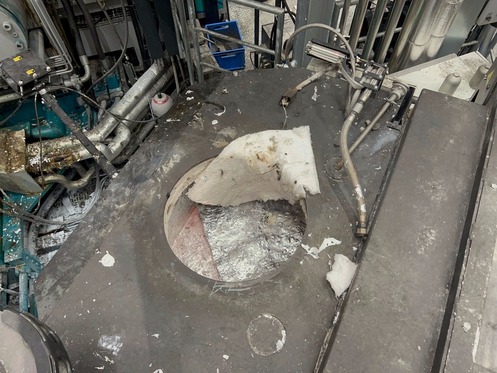 Tanque de alumínio que o homem de 25 anos caiu na Suíça — Foto: divulgação/prefeitura de St. Gallen
