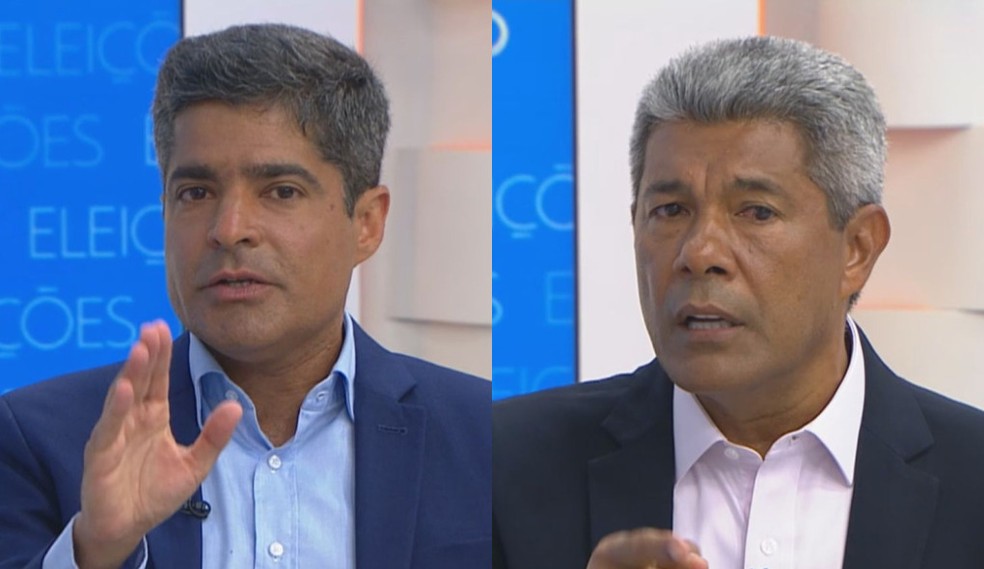 ACM Neto tem 47% e Jerônimo Rodrigues tem 32% na disputa para o governo da Bahia — Foto: Reprodução/ TV Bahia