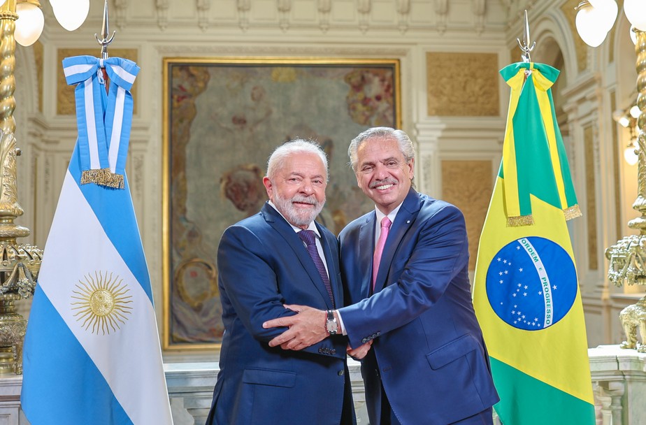 Lula durante reunião com o presidente da Argentina, Alberto Fernández, na Casa Rosada, em Buenos Aires
