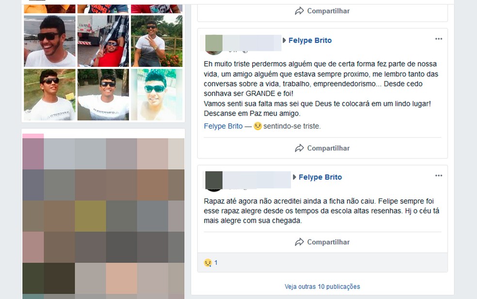 Amigos deixaram mensagens de luto nas redes sociais após a morte do jovem (Foto: Reprodução/Facebook)