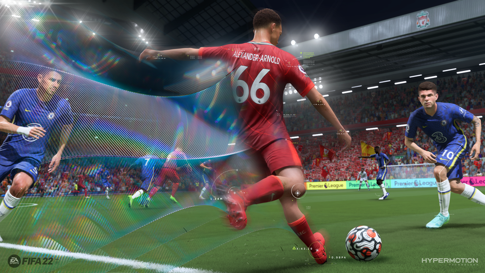 Alexander-Arnold e os movimentos capturados com Hypermotion no FIFA 22 — Foto: Divulgação