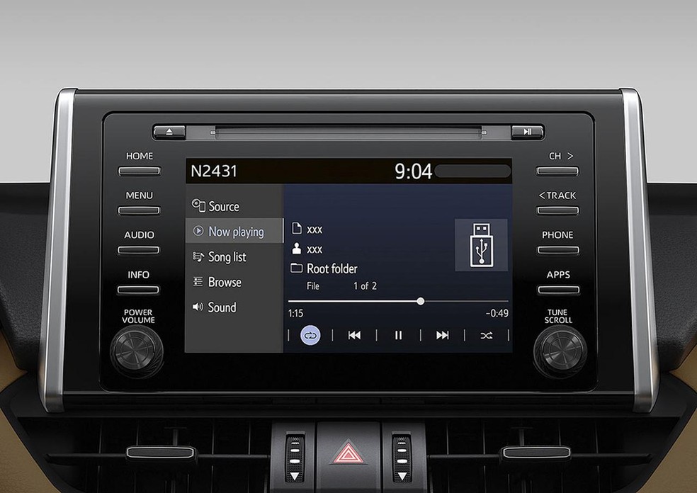 Central multimídia do Toyota RAV4 tem tela de sete polegadas — Foto: Divulgação