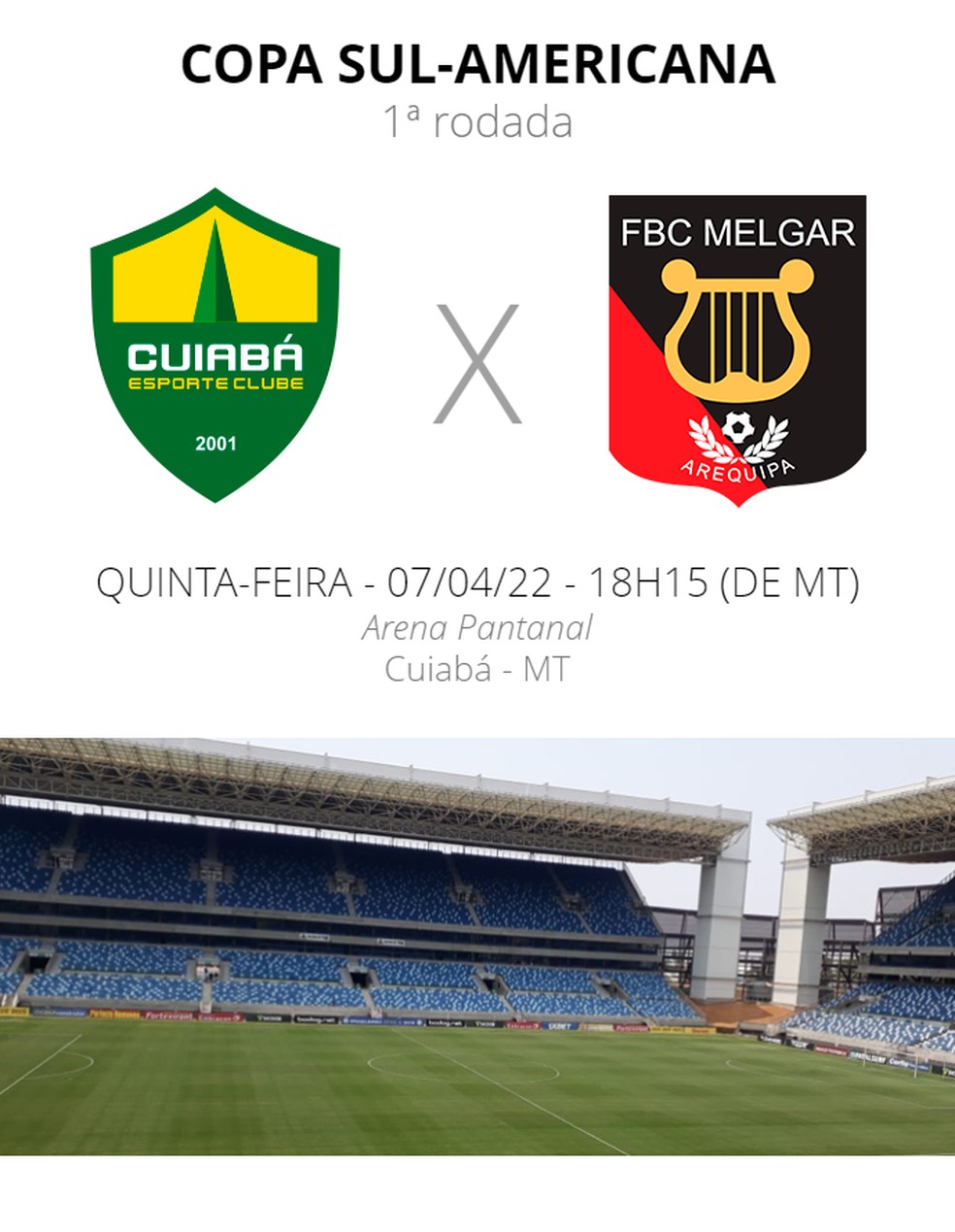 Cuiabá e Melgar se enfrentam na Arena Pantanal