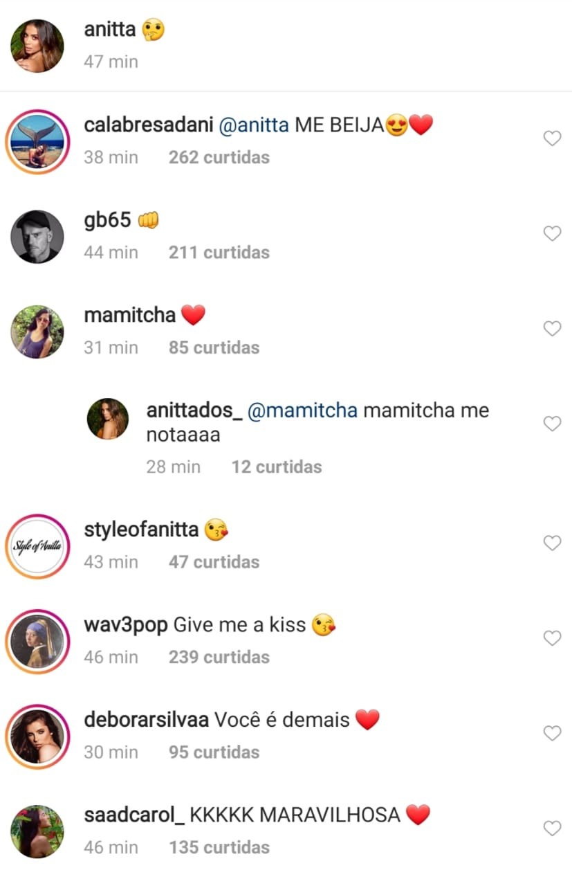 Comentários na publicação de Anitta  (Foto: Reprodução/Instagram )