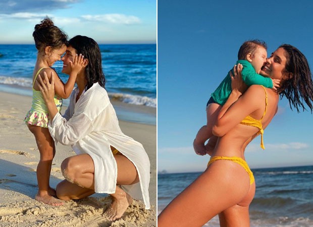 Letícia Almeida curte praia com as filhas, Maria Madalena e Maria Teresa (Foto: Reprodução/Instagram/Fagner Soares)