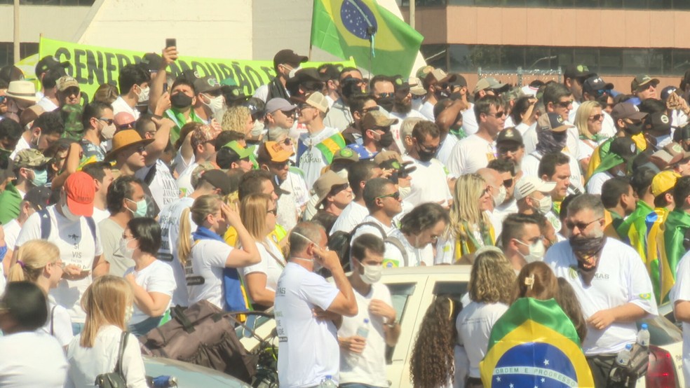 Grupo faz manifestação pró-armas em Brasília — Foto: TV Globo/Reprodução