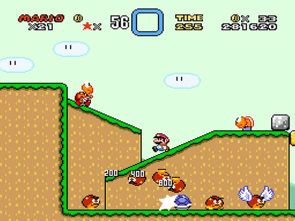 Cena de 'Super Mario World', lançado em 1990 para Super Nintendo (Foto: Reprodução)