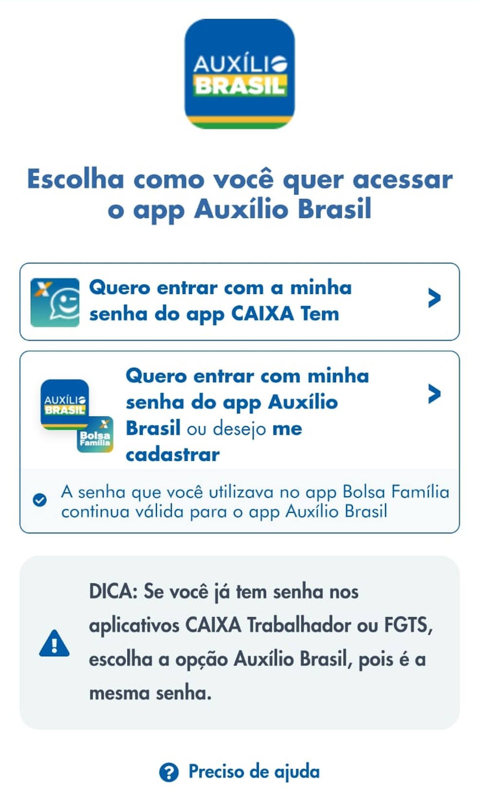 Acesso ao app do Auxílio Brasil  — Foto: Reprodução