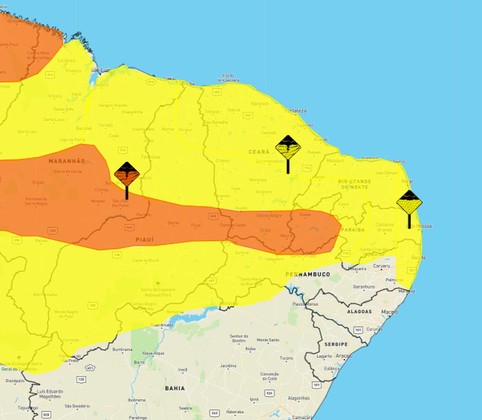 RN e parte do Brasil será atingido por chuvas entre quinta e sexta-feira — Foto: Divulgação/Inmet