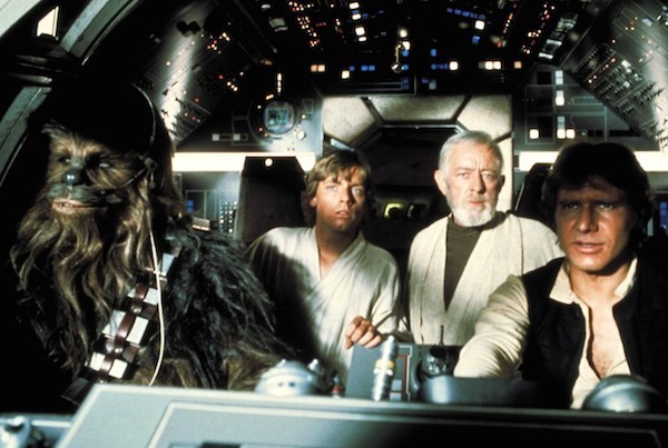 Chewbacca, Luke, Obi Wan e Han Solo em cena de 'Star Wars' (1977) (Foto: Reprodução)