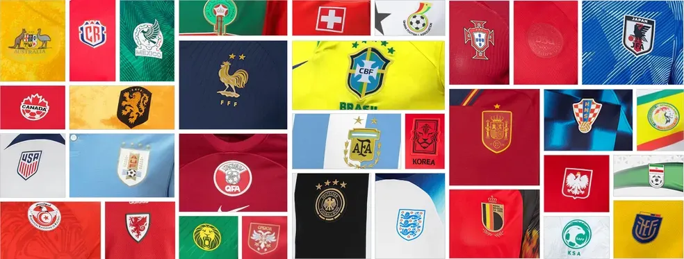 Detalhes dos uniformes das seleções que vão disputar a Copa do Mundo — Foto: Divulgação