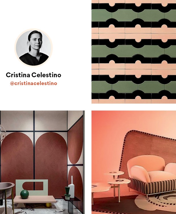 A arquiteta e designer Cristina Celestino tem um perfil no Instagram cheio de cores e formas geométricas (Foto: Imagens Reprodução/Instagram | Montagem: Casa e Jardim)