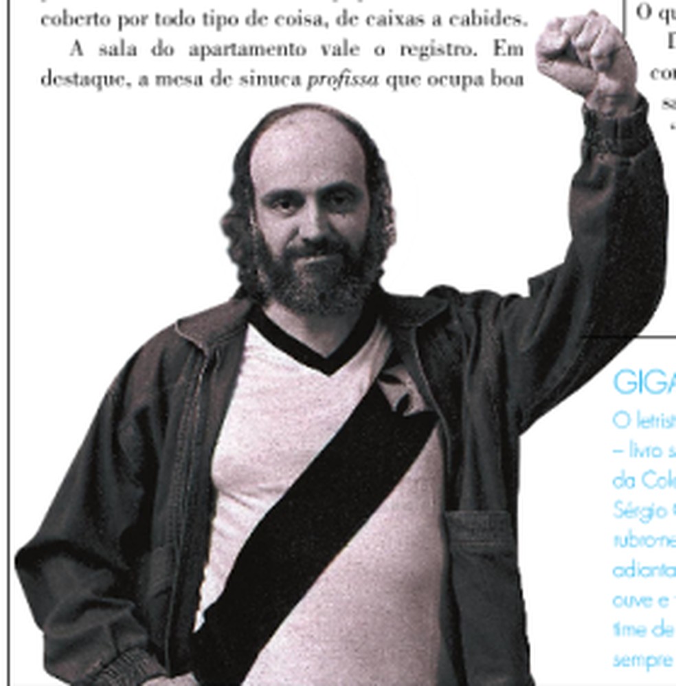 Aldir Blanc era apaixonado pelo Vasco — Foto: Reprodução - Revista Domingo - Jornal do Brasil