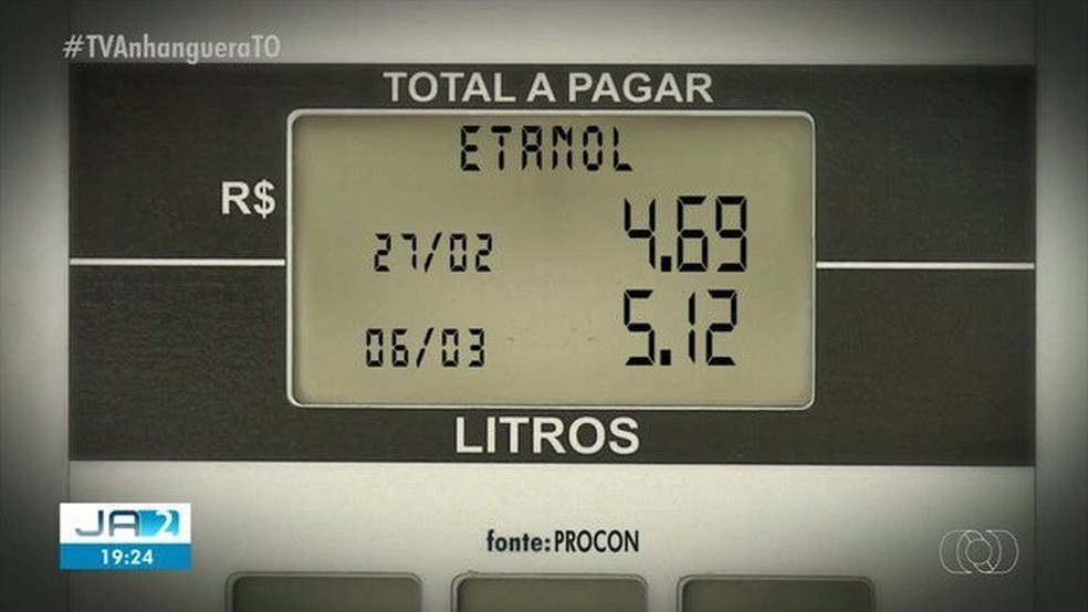 Em Palmas, gasolina pode chegar a mais de R$ 5 — Foto: Reprodução/TV Anhanguera