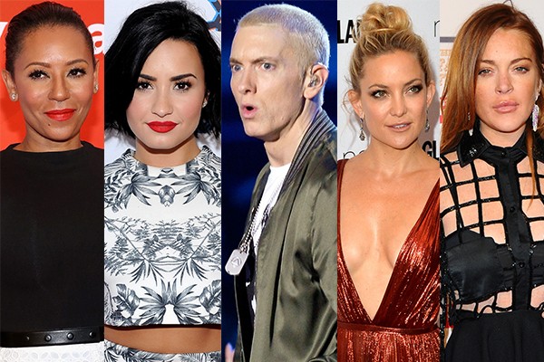 Mel B, Demi Lovato, Eminem, Kate Hudson e Lindsay Lohan (Foto: Getty Images)