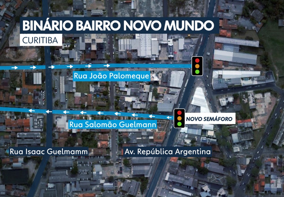 Novo binário de trânsito em Curitiba começa a funcionar nesta quarta (22) — Foto: Reprodução/RPC