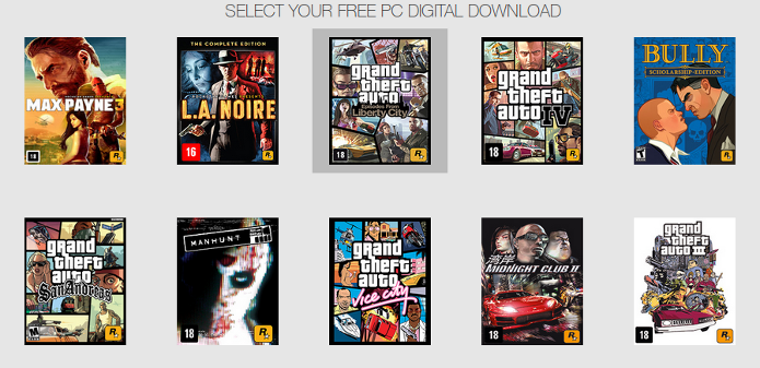 GTA 5: Pré-venda dará jogos bônus para compras feitas até 1º de fevereiro (Foto: Reprodução/Rockstar Warehouse)
