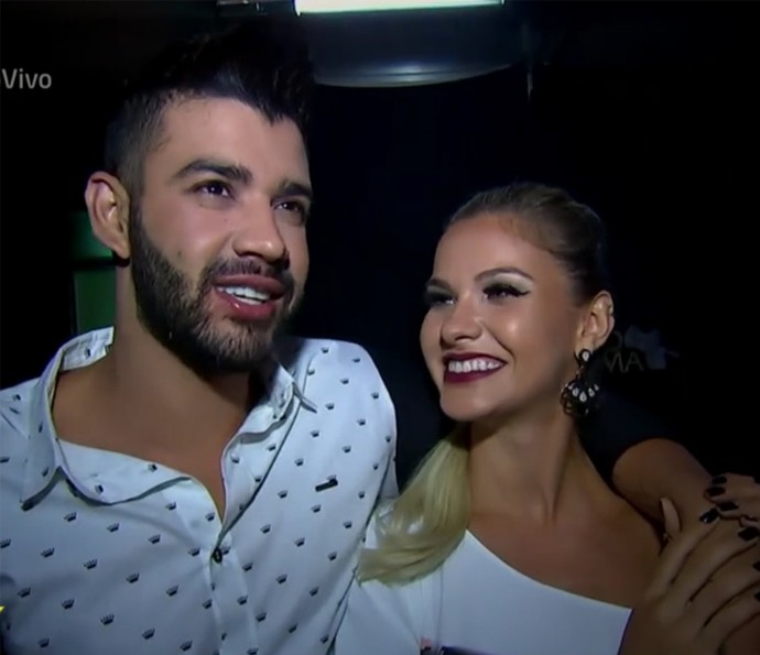 Gusttavo Lima e Andressa Suita recebem 'Vídeo Show' em gravação de DVD (Foto: Vídeo Show / TV Globo)