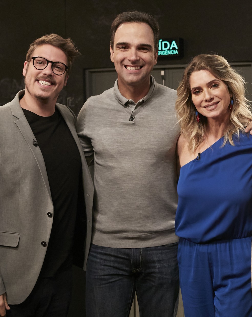 Letícia Spiller, Tadeu Schmidt e Kiko Mascarenhas contam suas histórias — Foto: Juliana Coutinho/ Globo
