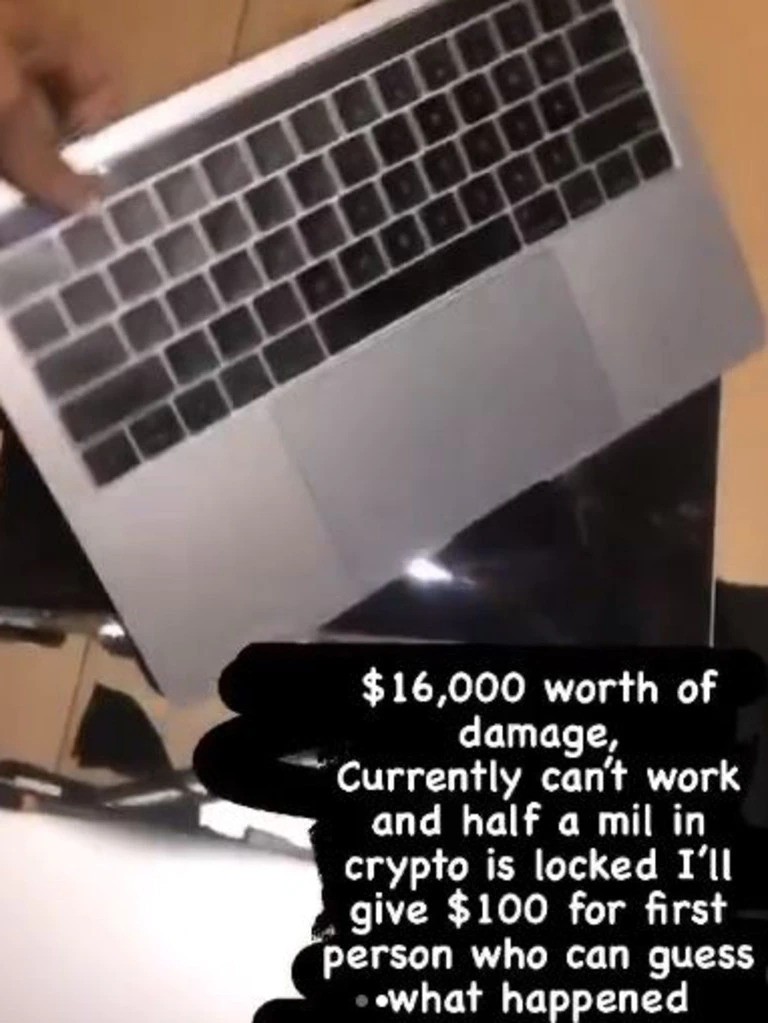 Publicação de Vanessa Sierra mostrando Bernard Tomic quebrando seu computador (Foto: reprodução instagram)