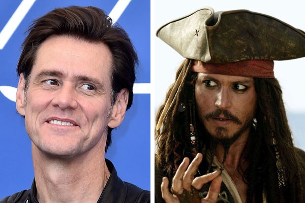 O ator Jim Carrey, e Johnny Depp como Jack Sparrow (Foto: Getty Images/Reprodução)