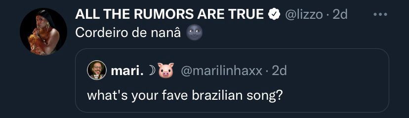 Lizzo diz que sua música brasileira preferida é 'Cordeiro de Nanã' (Foto: Reprodução)