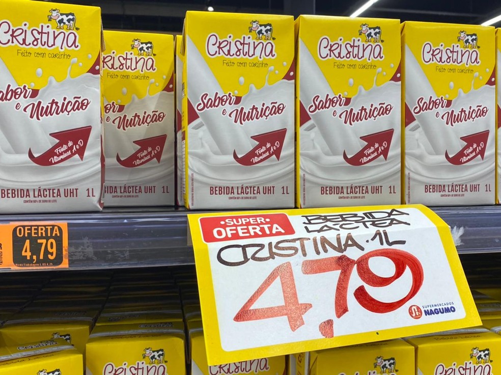 Bebida láctea vendida em um supermercado em Santo André, no ABC.  — Foto: Deslange Paiva/ g1