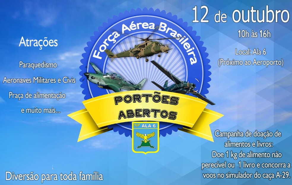 Banner da Base Aérea de 2019 mostra que não foi usado menção ao ano para o evento Portões Abertos — Foto: Reprodução/FAB