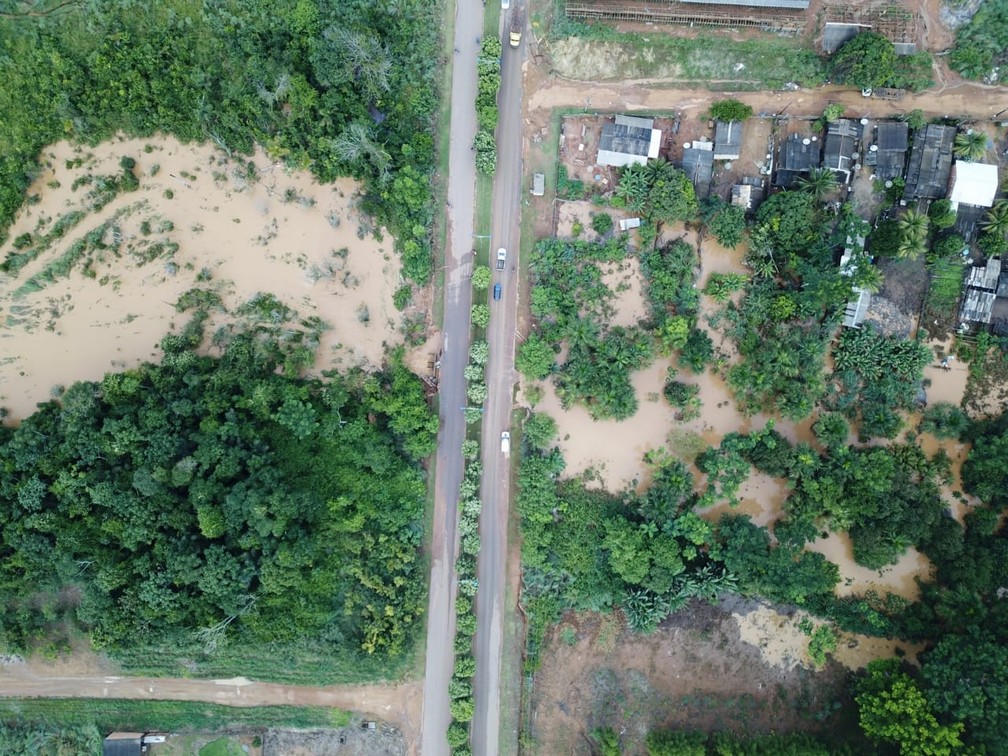 Outras regiões ficaram alagadas devido à chuva — Foto: Prefeitura de Feliz Natal/Divulgação