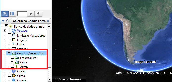 Ativando as opções de visualização 3D no Google Earth (Foto: Reprodução/Edivaldo Brito)