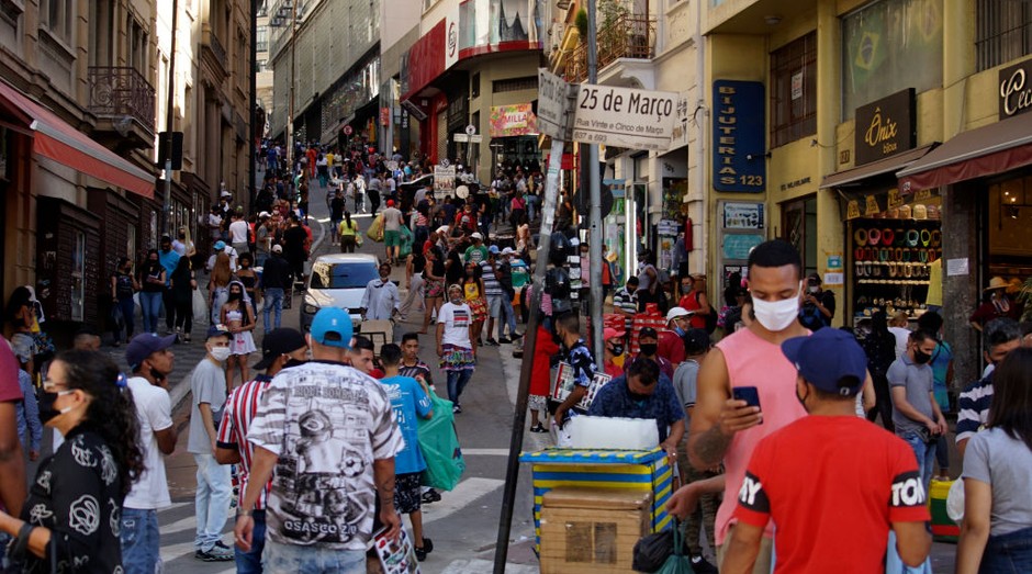 Reabertura parcial do comércio em São Paulo (Foto: Cris Faga/Pacific Press/LightRocket via Getty Images)