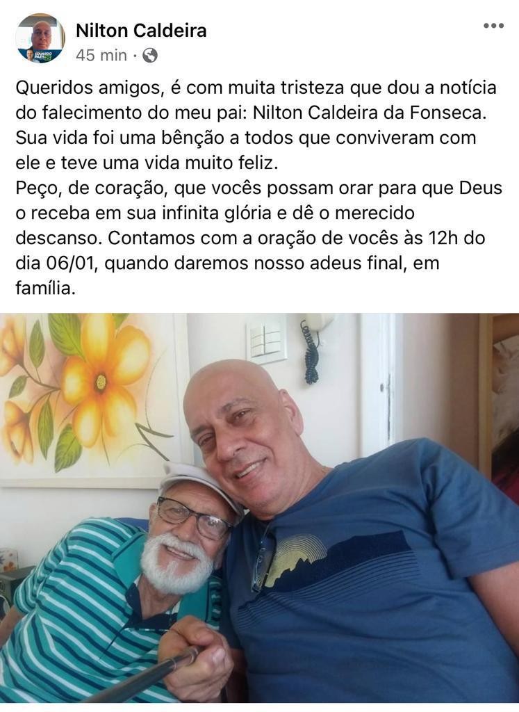 Pai do vice-prefeito do Rio morre 4 dias após a posse do filho: 'Muita tristeza', diz filho